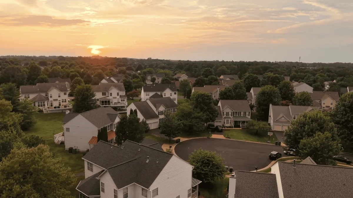 Aerial view of Prince George's County, Maryland neighborhood