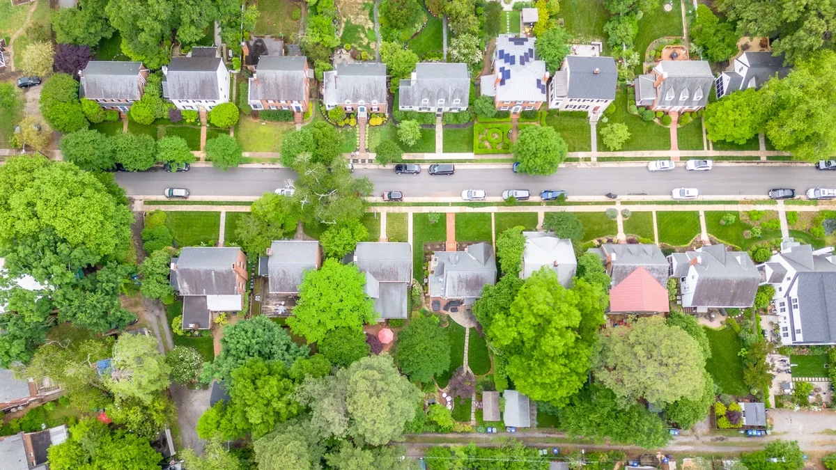 Aerial view of Silver Spring, Maryland residential area