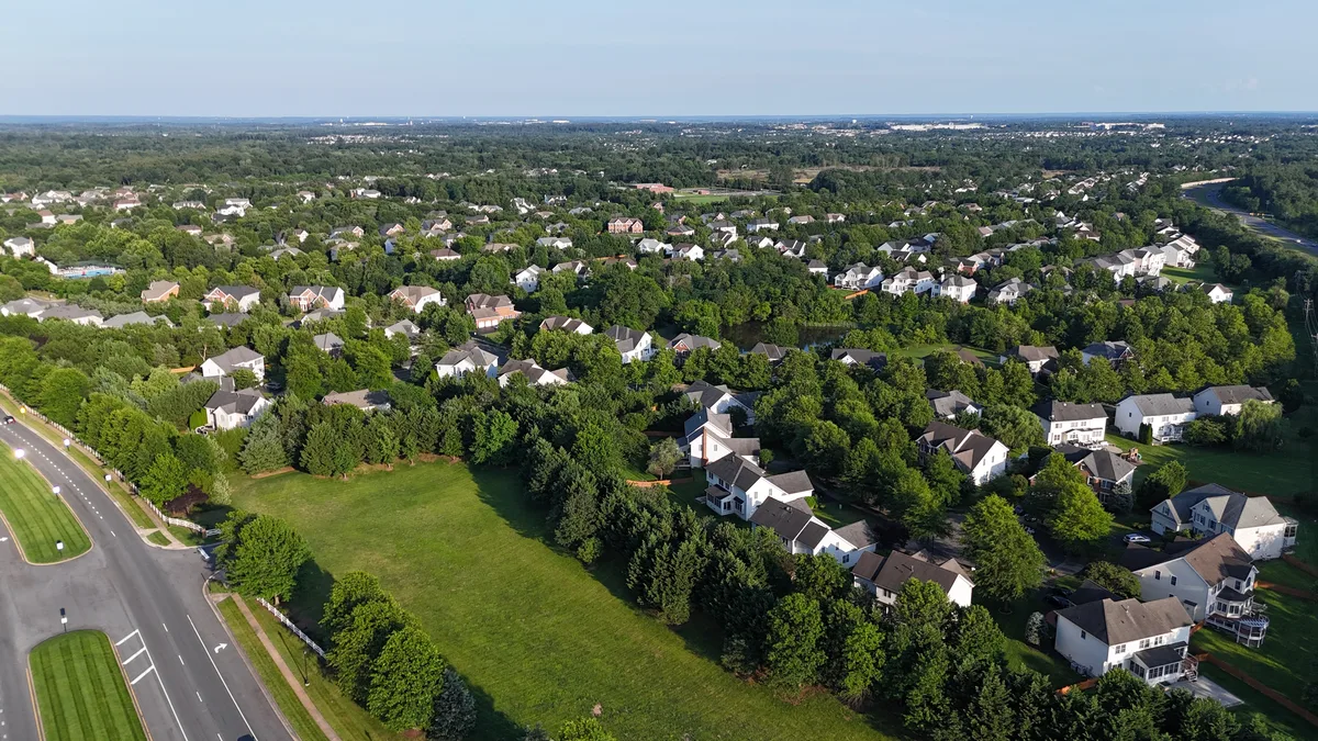 Aerial view of DC Metro homes