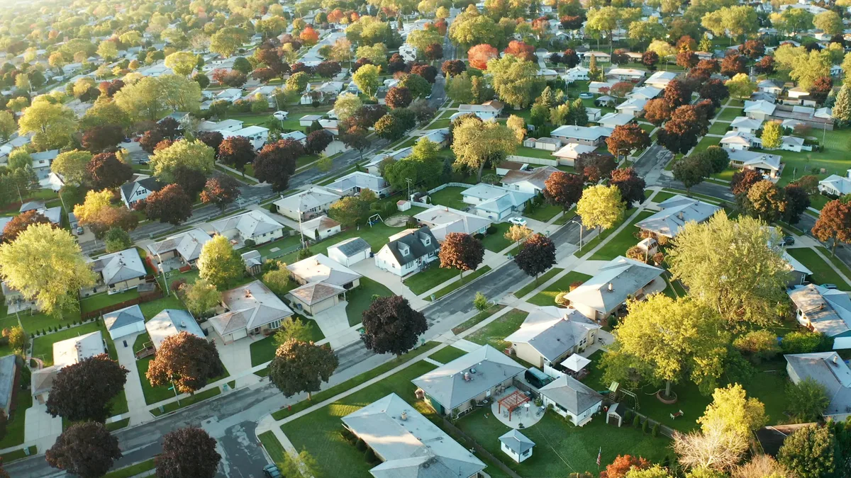 Aerial view of Alexandria, Virginia historic district